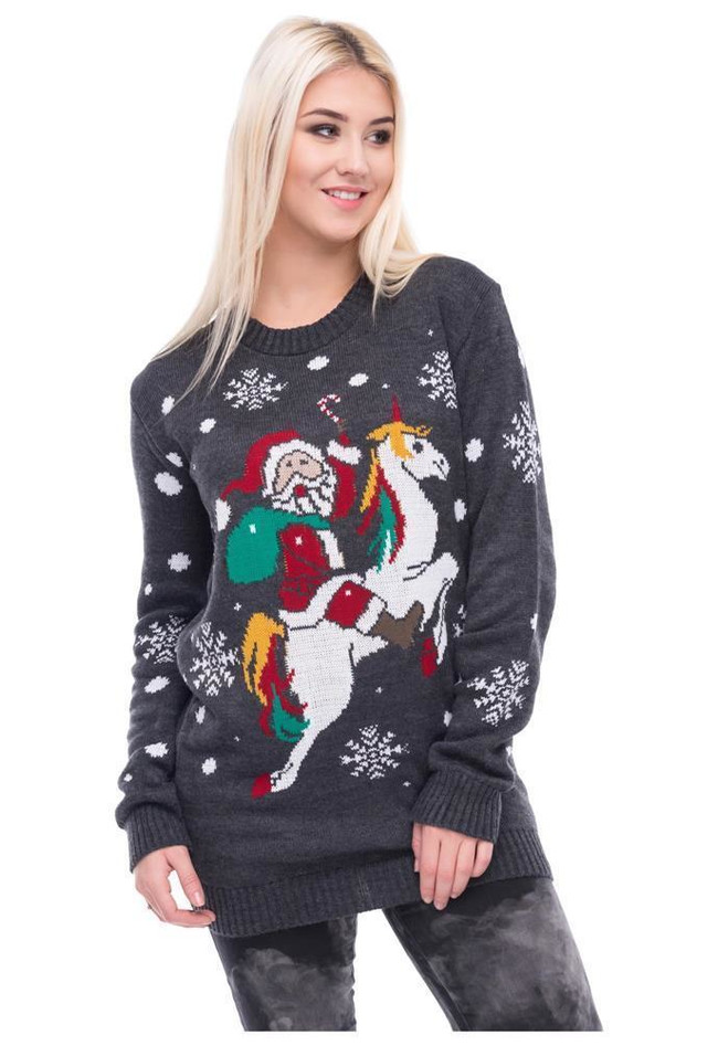 Weihnachtspullover Damen Lustig - Langarm Blusentop Mit Schneeflocken - Weiche Christmas Oberteile Bis 5XL